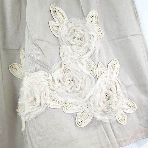 American Sz 3X Floral Rosette Appliqués Ecru Skirt Pockets Romantic Party Fairy - Picture 5 of 9